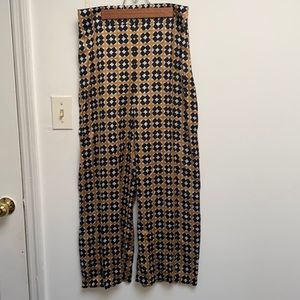 Zara Satin Patterned Culottes Flowy Pants Size M